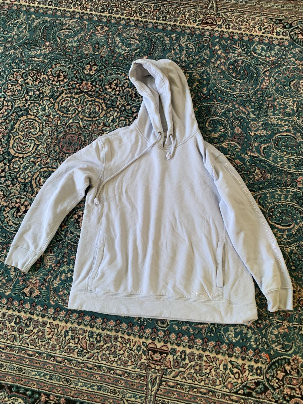 Abercrombie & Fitch Soft A&F Sleeve Embroidered Hoodie Light Grey Men's L